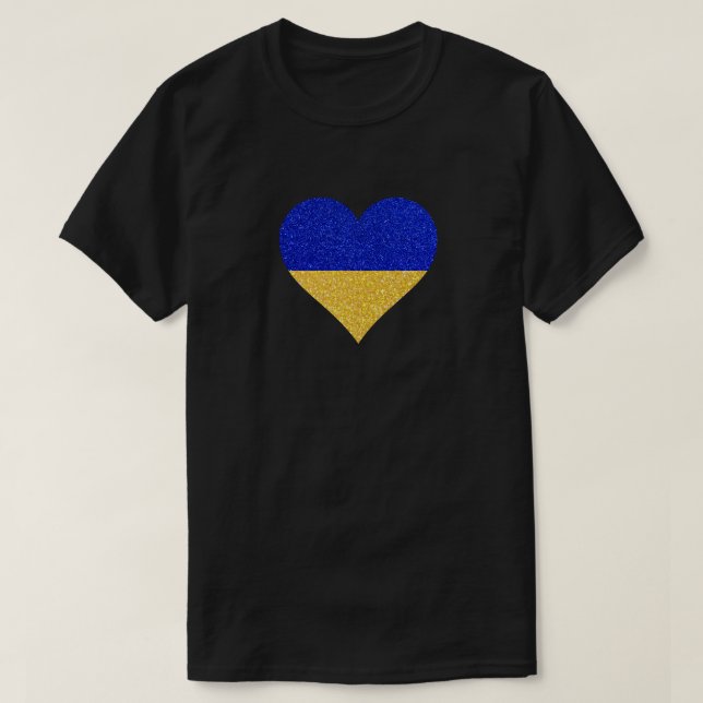 T-shirt Parties scintillant Coeur du drapeau ukrai (Design devant)