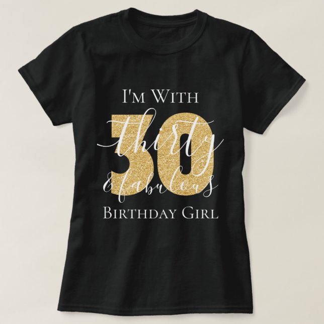 T-shirt Parties scintillant d'anniversaire personnalisée G (Design devant)