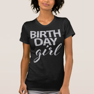 T-shirt Parties scintillant d'argent fille d'anniversaire