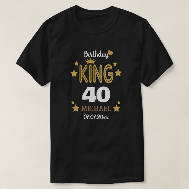 T-shirt Parties scintillant d'or 40e anniversaire Roi Pers (Design devant)