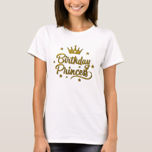 T-shirt Parties scintillant d'or Anniversaire Princesse