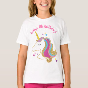T-shirt Parties scintillant d'or colorée Unicorn Anniversa