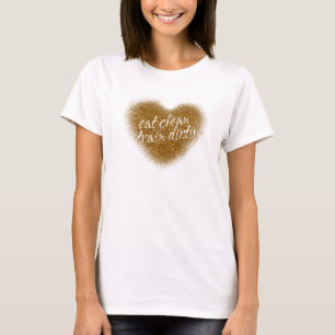 T-shirt Parties scintillant d'or MANGER TRAIN PROPRE COEUR