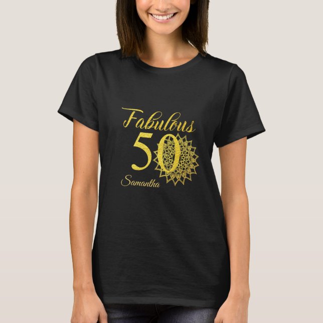 T-shirt Parties scintillant d'or Noir Fabuleux 50e anniver (Devant)
