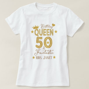 T-shirt Parties scintillant d'or personnalisée 50e anniver