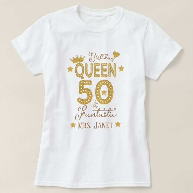 T-shirt Parties scintillant d'or personnalisée 50e anniver (Design devant)