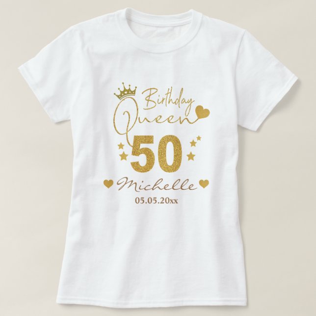 T-shirt Parties scintillant d'or personnalisée 50e anniver (Design devant)