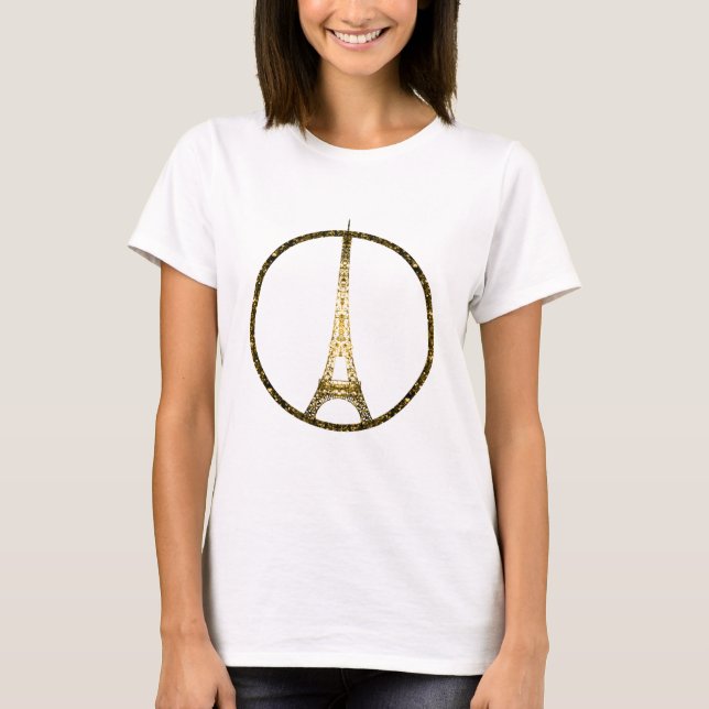 T-shirt Parties scintillant d'or Tour Eiffel scintille (Devant)