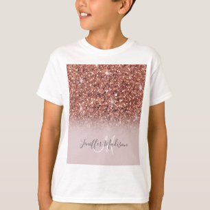 T-shirt parties scintillant en or rose Nom personnalisé