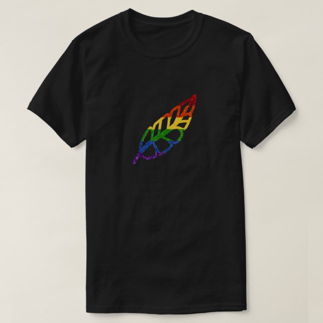 T-shirt PARTIES SCINTILLANT LGBT Plumes arc-en-ciel (Design devant)