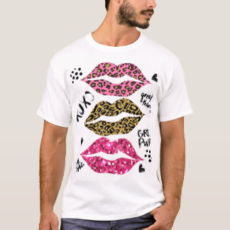 T-shirt Parties scintillant Lips : Empreinte de léopard à 