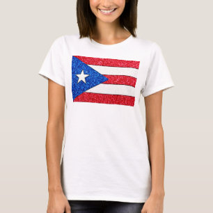T-shirt Parties scintillant Porto Rico drapeau femme chemi
