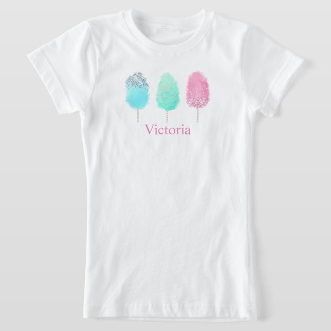 T-Shirt Parties scintillant rose mignonne Coton Bonbon Nom (Poser)