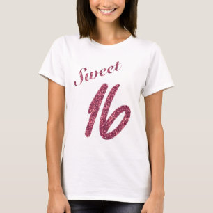 T-shirt Parties scintillant rose vintage Faux Sweet 16