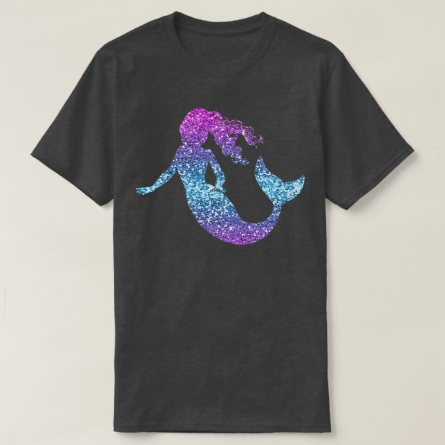 T-shirt Parties scintillant Sirène Femmes Filles Fille Cad (Design devant)