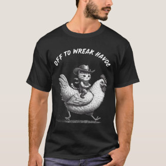 T-shirt Partir Pour Déclencher La Havoc : Drôle Cat Cowboy