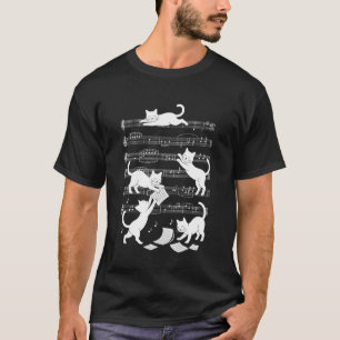 T-shirt Partition de chat drôle musicien de piano amateur