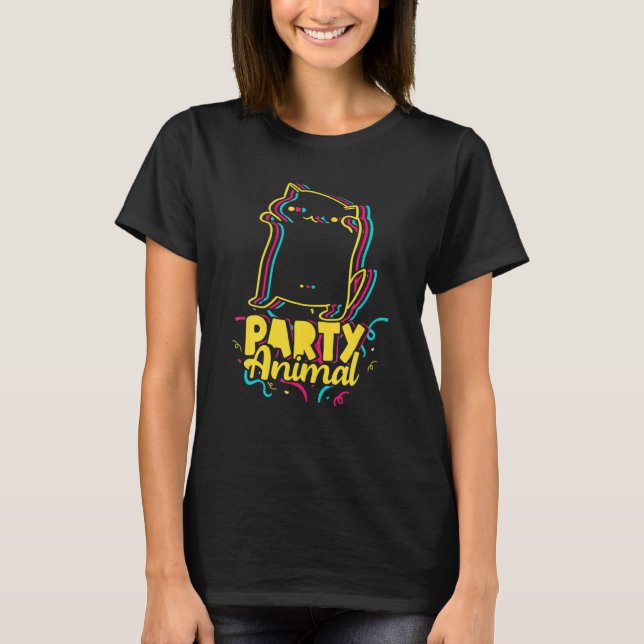 T-shirt Party Animal Disco Dancing Chat Mème (Devant)