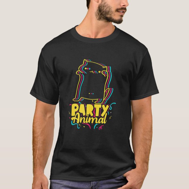 T-shirt Party Animal Disco Dancing Chat Mème (Devant)