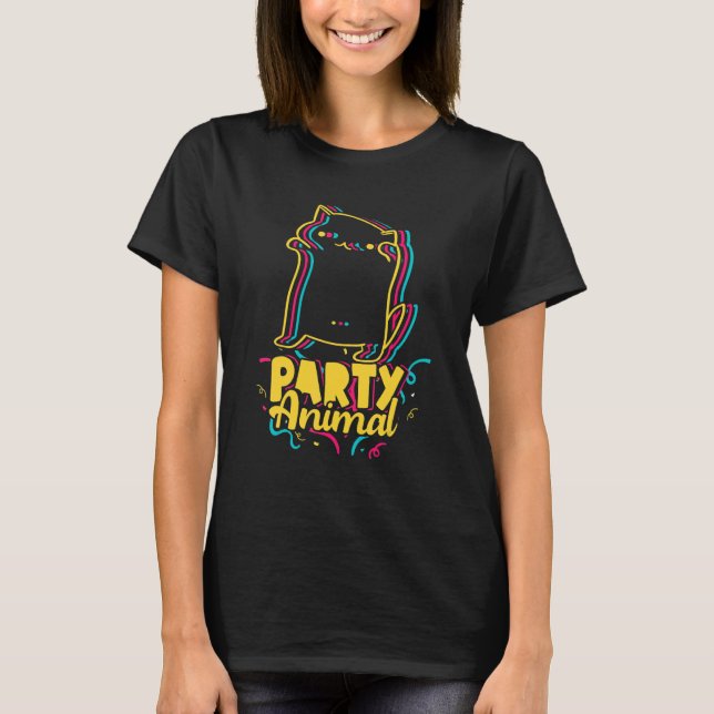 T-shirt Party Animal Disco Dancing Chat Mème (Devant)