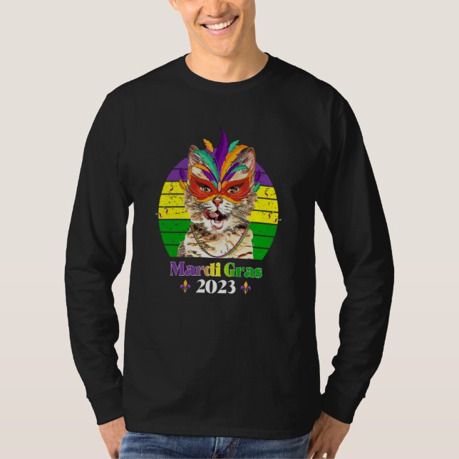 T-shirt Party Cat Mask Beads Mardi Gras 2023  5 (Devant)
