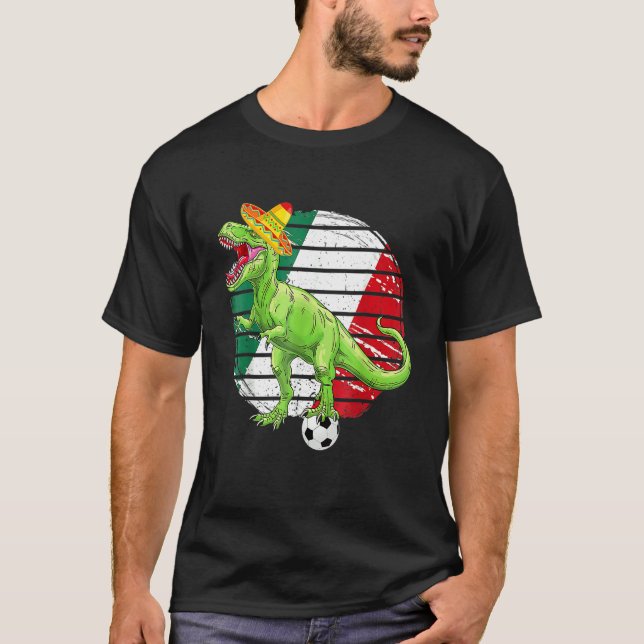 T-shirt Party Mexican Flag Boys Dinosaur Trex Soccer T (Devant)