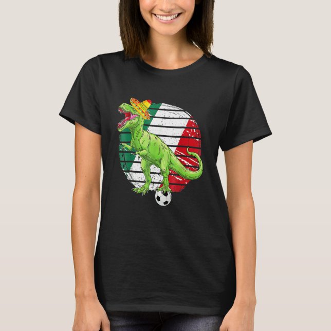 T-shirt Party Mexican Flag Boys Dinosaur Trex Soccer T (Devant)