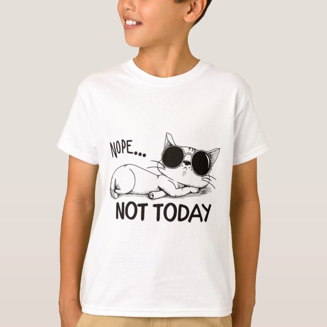 T-shirt pas aujourd'hui chat (Devant)