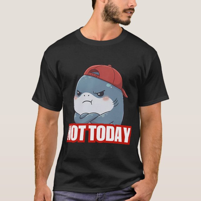 T-shirt Pas aujourd'hui ! Chibi Requin Drôle (Devant)