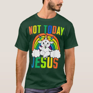 T-shirt Pas aujourd'hui Jésus drôle Satanique Unicorn Sata
