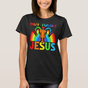 T-shirt Pas aujourd'hui Jésus Satanique Baphomet Sigil Pen