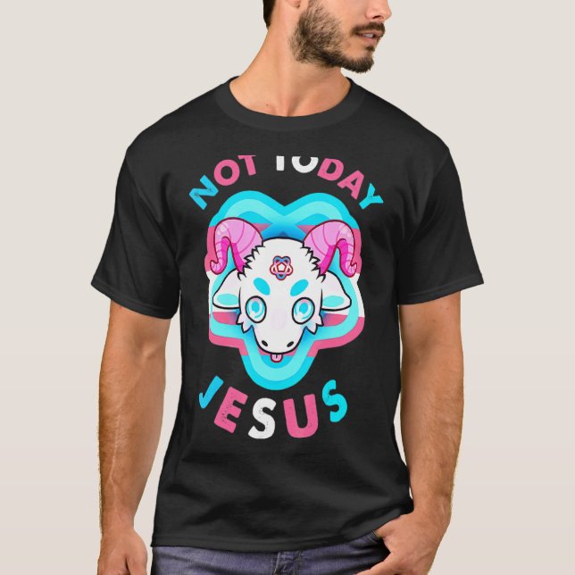 T-shirt Pas aujourd'hui Jésus transgenre Lgbt Satan Chèvre (Devant)