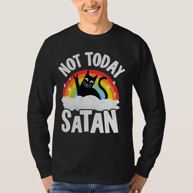 T-shirt Pas aujourd'hui Satan Chat Arc-en-ciel Goth Jésus  (Devant)