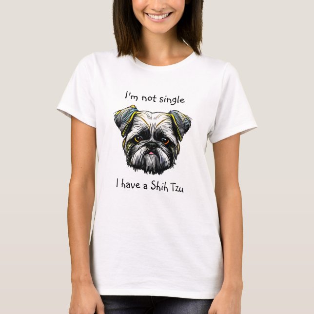 T-shirt Pas célibataire j'ai un tzu chiite (Devant)