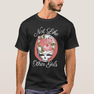 T-shirt Pas Comme Les Autres Fleurs De Crâne Filles