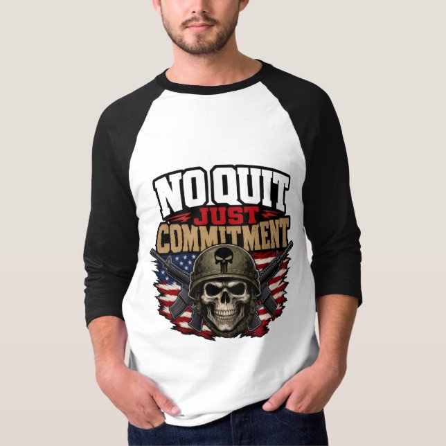 T-shirt Pas d'abandon, juste un engagement Crâne Militaire (Devant)