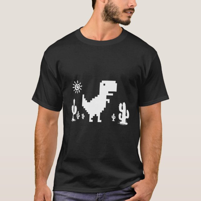 T-shirt Pas de connexion Internet Dinosaur 8 bits Pixel (Devant)