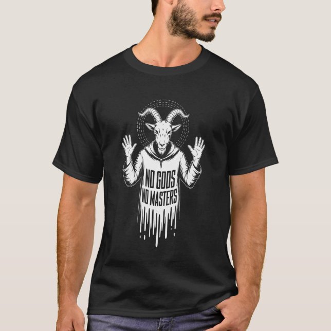 T-shirt Pas de dieux pas de maîtres Occulte Chèvre Baphome (Devant)