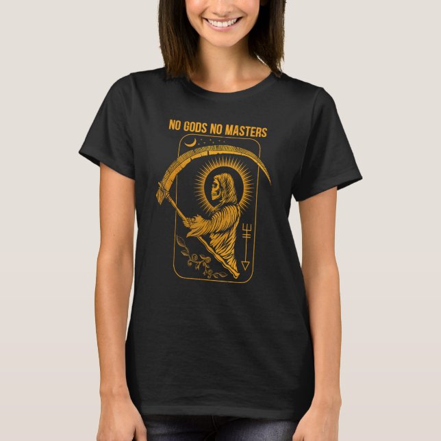 T-shirt Pas de dieux Pas de maîtres Satanic mal Baphomet T (Devant)