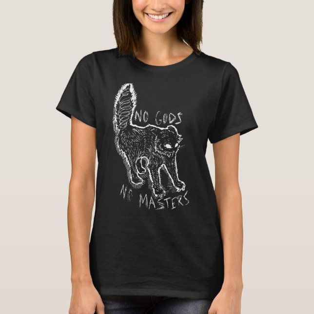 T-shirt Pas de dieux Pas de maîtres Satanic mal Baphomet T (Devant)