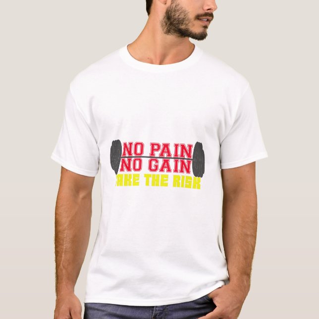 T-shirt Pas de douleur, pas de gain Motivation Fitness (Devant)