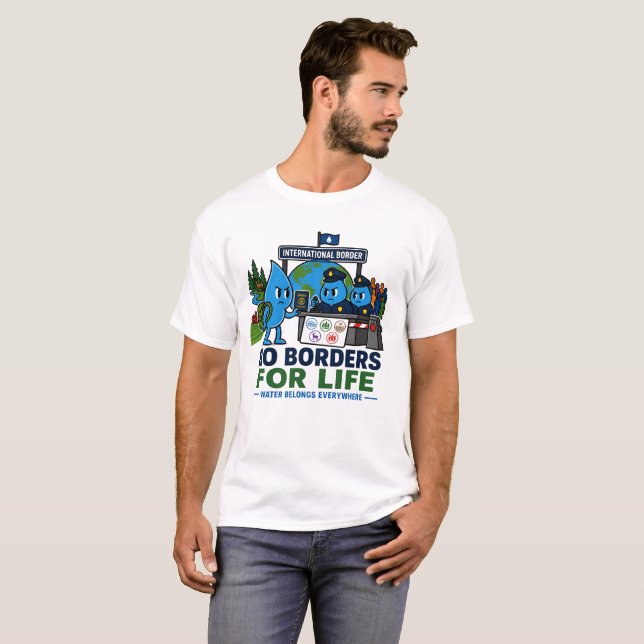 T-shirt Pas de frontières pour la conservation de l'eau de (Devant entier)