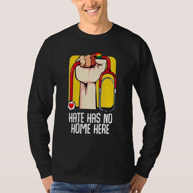 T-shirt Pas De Haine Gay Lesbian Bi Homosexuel Infirmière  (Devant)
