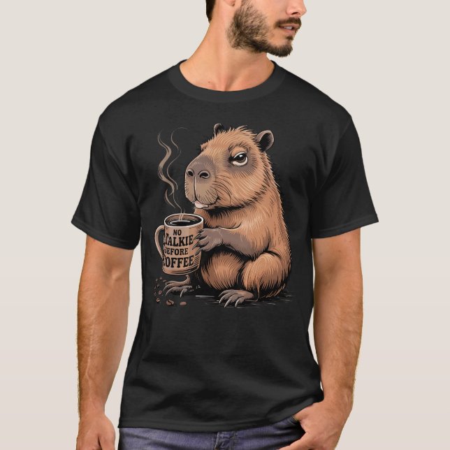 T-shirt Pas de Parole Avant le Café Capybara Buveur de Caf (Devant)