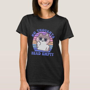 T-shirt Pas de pensées tête vide Citation rétro de chat mi