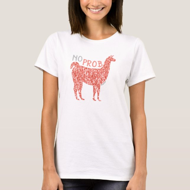 T-shirt Pas de Prob Llama parties scintillant corail rose  (Devant)