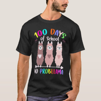 T-shirt Pas de problème 100 jours d'école LLama Enseignant