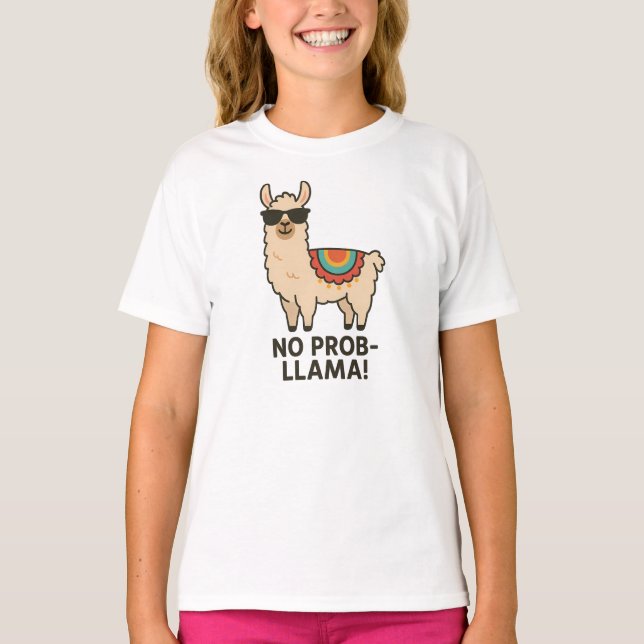 T-shirt Pas de problème-Llama Beige Cool Design de Llama (Devant)