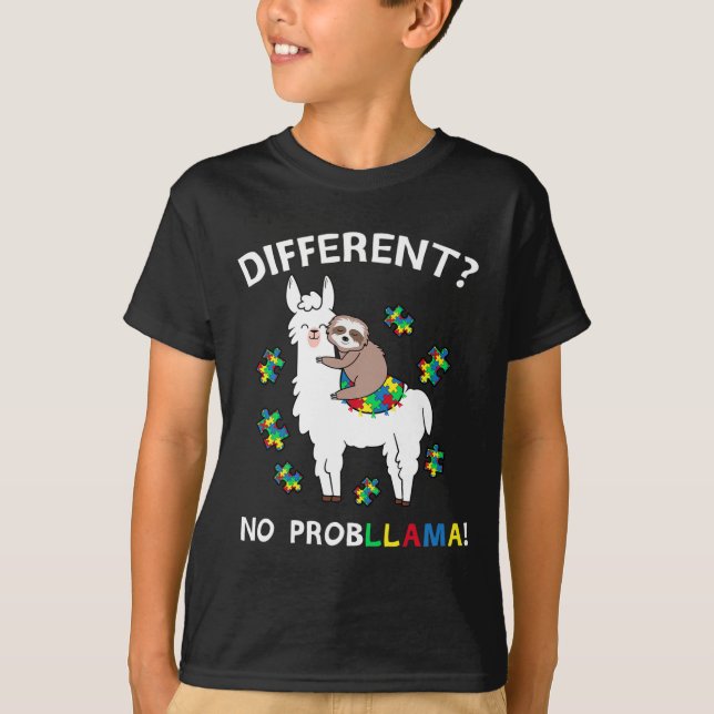 T-shirt Pas de problème Llama Sloth Puzzle Cool Autisme Aw (Devant)
