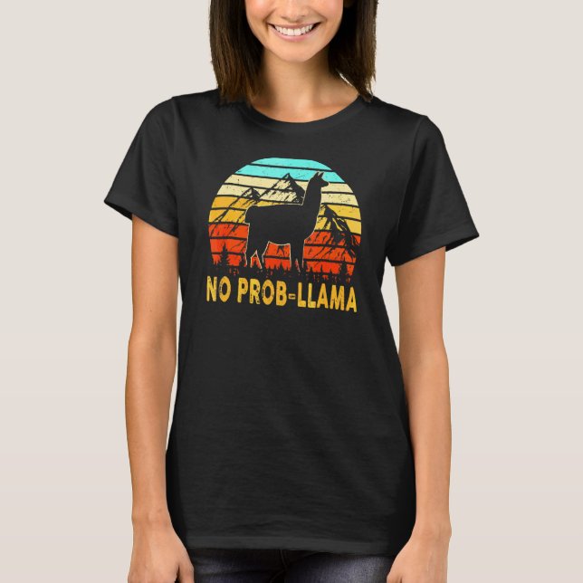 T-shirt Pas de problème Pas de Prob Llama Alpaca Retro Sty (Devant)